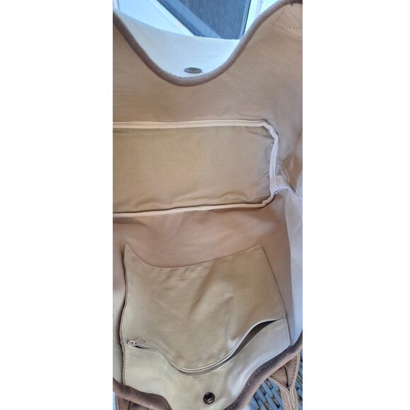 Restoration Hardware Heavy Duty Cotton Canvas Tote Bag Cream Brown 21.5"x14.5" - Picture 10 of 12